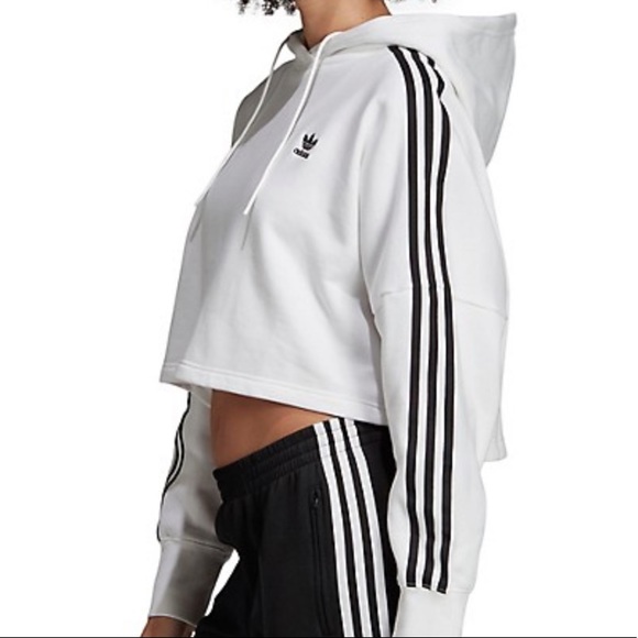 Adidas white cropped hoodie - Picture 2 of 7
